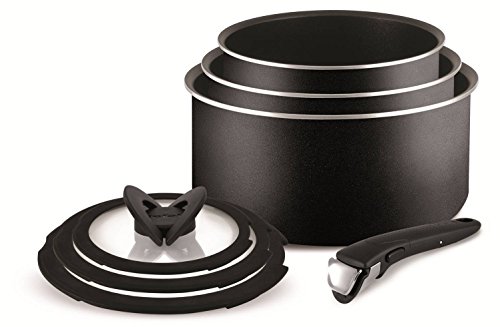 Tefal Ingenio Essential - Set de 7 ollas (con Tapas), Color Negro