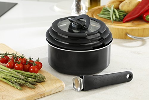 Tefal Ingenio Essential - Set de 7 ollas (con Tapas), Color Negro