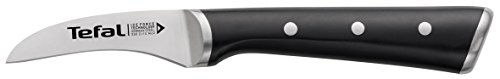 Tefal Ingenio Ice Cuchillo pelador, acero cepillado, cuchillo de una sola pieza, mango remachado, negro, 7 cm