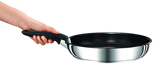 Tefal Ingenio Preference L9409042 - Set de sartenes 22/26 cm y mango, exterior acero inoxidable, thermo-spot, apto tipo de fuegos y inducción, apto para horno, antiadherente titanium