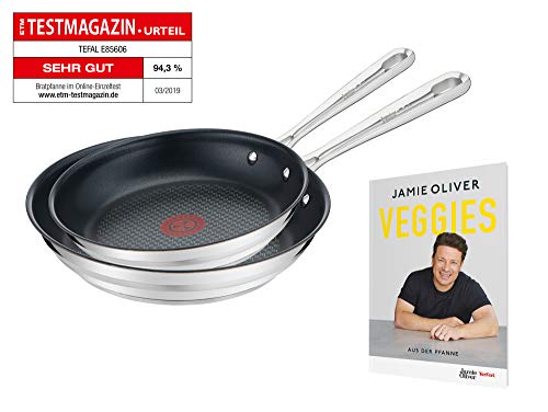 Tefal - Juego de sartenes pulidas Jamie Oliver, acero inoxidable, acero inoxidable, 2 partes