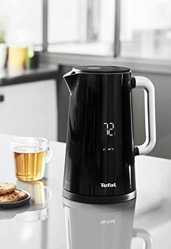 Tefal KO8508 Smart N Light - Hervidor Digital, 1.7 L, con pantalla pantalla digital, 5 ajustes temperatura, mantenimiento calor, indicador de temperatura real, base giratoria 360 º