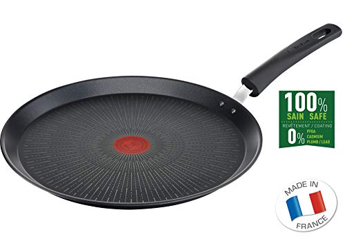 Tefal Unlimited On Sartén Crepera de 28 cm con revestimiento ultra resistente, thermo-signal, apta para gas, vitrocerámica, eléctricas e inducción, apto para horno hasta 175º, forma profunda