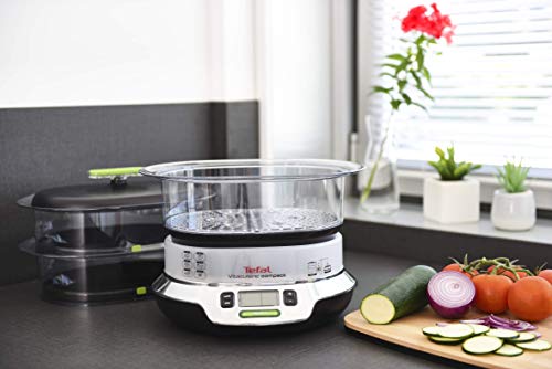 Tefal Vitacuisine Compact VS400333 - Vaporera compacta 1800 W, con 3 pisos para cocción simultánea, 2 cestos, capacidad de 9 L, libro de cocina incluído