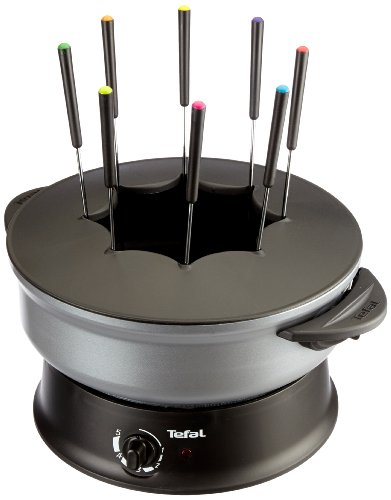 Tefal WK3020 - Wok y fondue compactas, 1200 W, recubrimiento antiadherente, negro/plateado