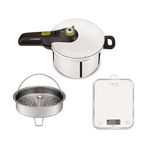 Tefal yy3081fa Olla a presión Secure Neo 5 y balanza de Cocina, Acero Inoxidable, Acero Inoxidable, 45 x 29 x 30 cm