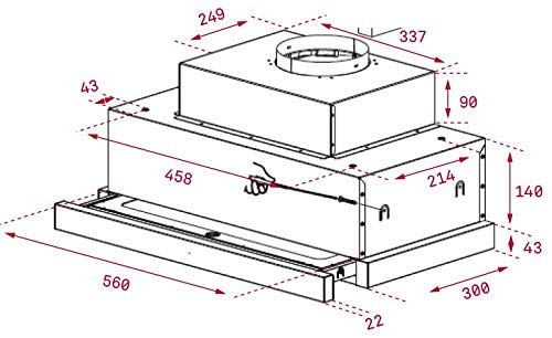 Teka 40436830 - Campana Telescópica Extensible, Acero inoxidable, 694m³/h, Inox, 56 x 30 x 27,3 cm