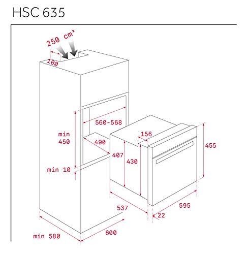 Teka HSC 635 - Horno (Pequeño, Horno eléctrico, 44 L, 2615 W, 44 L, 2500 W)