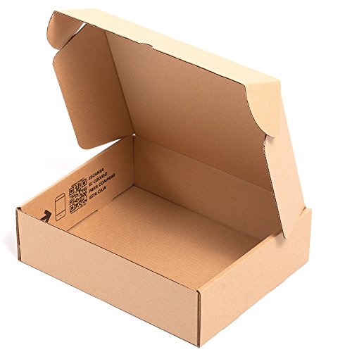 TeleCajas® | (25x) Caja de Cartón Postales Kraft | Cajas Automontables con Tapa para Almacenaje | Medidas: 39x30x11 cms ~3 Botellas | Lote de 25 uds