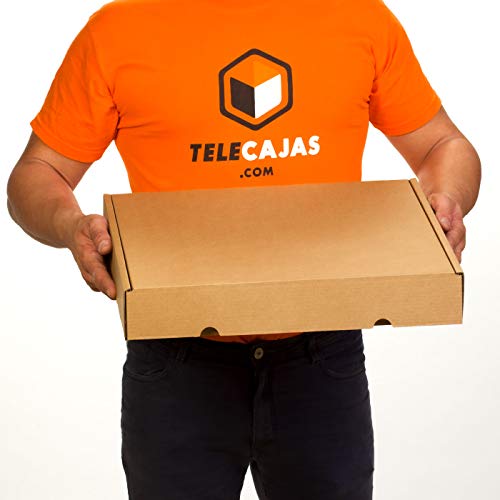 TeleCajas® | (25x) Caja de Cartón Postales Kraft | Cajas Automontables con Tapa para Almacenaje | Medidas: 45x35x07 cms ~ Portátil | Lote de 25 uds