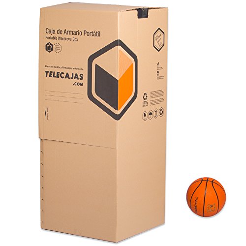 TeleCajas® | (2x) Cajas Armario Mudanza de Cartón | 50x50x100 cms - Doble Pared Reforzada | Incluye BARRA PERCHERO | Pack de 2 unidades