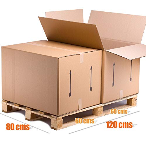 TeleCajas® | Cajas de Cartón Gigantes | Doble Pared REFORZADA | 80x60x55 cms | Pack de 4 uds (4x)