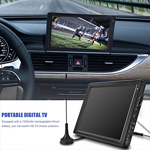 Televisor portátil de 12.1 Pulgadas, Pantalla LED pequeña para TV con DVB-T2 / DVB-T TV portátil USB PVR 1080P HD con baterías Recargables de 1500 MA y Antena para Coche,Dormitorio, Cocina, Caravana