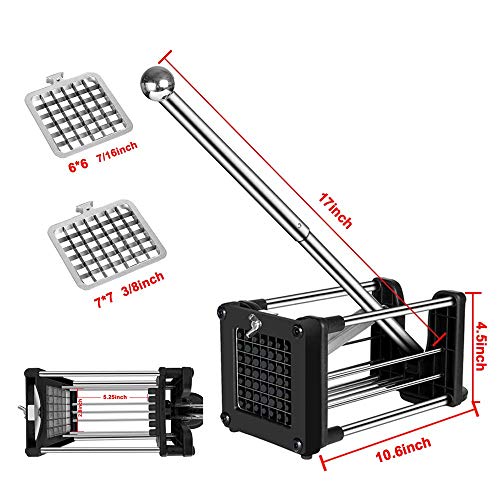 Telle Cortador de Patatas, Patatas Fritas con 2 Cuchillas de Repuesto afiladas de Acero Inoxidable súper de Diferentes tamaños y pies Antideslizantes, Papas, Zanahorias y pepinos