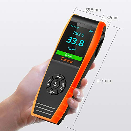 Temtop LKC-1000E Monitor Profesional del Detector de Calidad del Aire, con Pruebas Precisas PM2.5 / PM10 /Medidor de Partículas/HCHO/AQI Tester