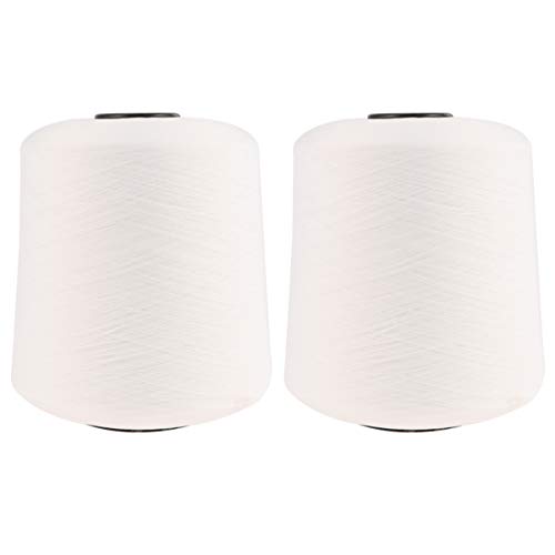 TENDYCOCO 2 Rollos Dacron Hilos de Coser Hilos de Máquina de Bordar Hilos de Máquina de Coser Carretes 150D para Acolchado Cortinas Blanco