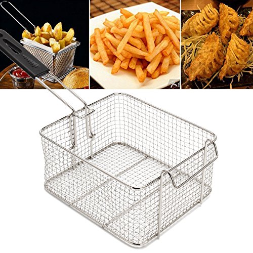 TENGGO Camping Picnic Barbacoa Acero Inoxidable Chip Pescado Grasa Freir Freidora Cestas De Almacenamiento