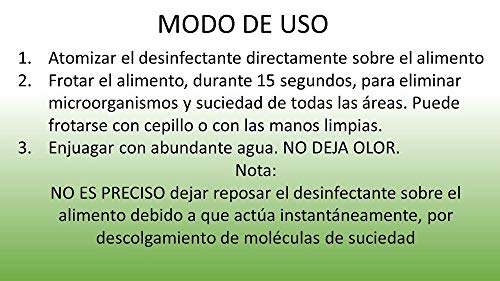 TENPRO CLEAN Desinfectante para Frutas y Verduras 1 LITRO. Producto 100% Vegetal a Base de bioetanol y ricino. Sin lejía, no toxico, con atomizador y Botella con Visor (1 LITRO)