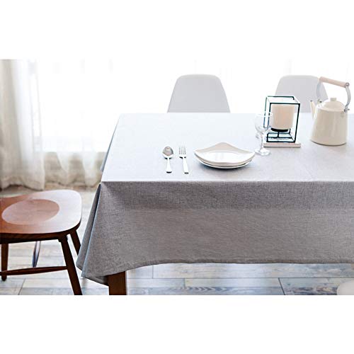 Tenrany Home Rectangulares Manteles Algodon Lino, Antimanchas Mantel de Mesa Impermeable Lavables Color Sólido Tablecloth para Decoración del Hogar Cocina Oficinas(Gris Claro, 130 * 220 cm)