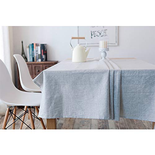 Tenrany Home Rectangulares Manteles Algodon Lino, Antimanchas Mantel de Mesa Impermeable Lavables Color Sólido Tablecloth para Decoración del Hogar Cocina Oficinas(Gris Claro, 130 * 220 cm)