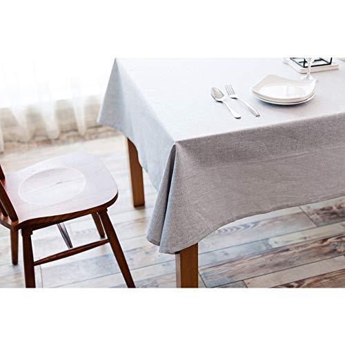 Tenrany Home Rectangulares Manteles Algodon Lino, Antimanchas Mantel de Mesa Impermeable Lavables Color Sólido Tablecloth para Decoración del Hogar Cocina Oficinas(Gris Claro, 130 * 220 cm)