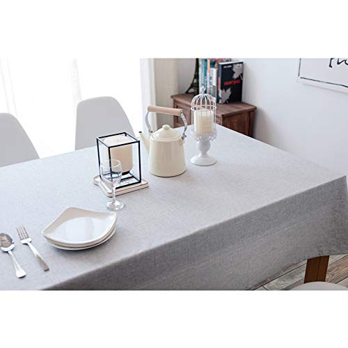 Tenrany Home Rectangulares Manteles Algodon Lino, Antimanchas Mantel de Mesa Impermeable Lavables Color Sólido Tablecloth para Decoración del Hogar Cocina Oficinas(Gris Claro, 130 * 220 cm)