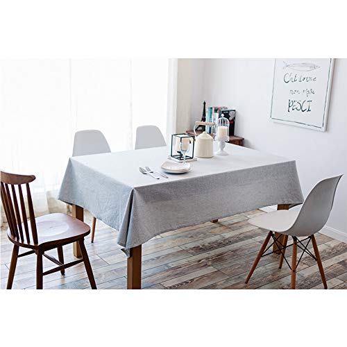 Tenrany Home Rectangulares Manteles Algodon Lino, Antimanchas Mantel de Mesa Impermeable Lavables Color Sólido Tablecloth para Decoración del Hogar Cocina Oficinas(Gris Claro, 130 * 220 cm)