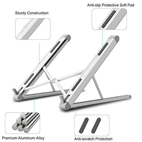 TENSUN Soporte Portátil, Ventilado Soporte Ordenador Portátil Plegable, Ergonomic 6 Ángulos Adjustable Laptop Stand Soporte Mesa para Macbook DELL XPS, HP, PC y Otros 10-15.6” Portatiles