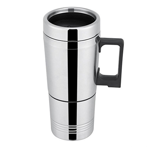 Termo Taza Electrico Calentador para Coche,Termo de café para llevar, Taza térmica de acero inoxidable para viaje 12V/24V (24V)