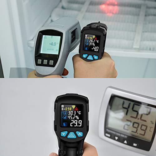 Termómetro Infrarrojo con Pistola de Temperatura MESTEK Sin contacto Digital Láser con Pantalla LCD a Color -50 ℃ ~ 550 ℃ Ajuste Emisividad Alarma Retroiluminació