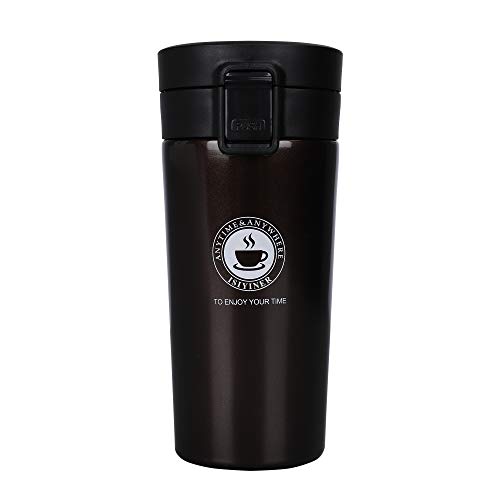 Termo,Termo de Café Matraz de Acero Inoxidable Aislado Diseño a Prueba de Fugas Para Bebidas Frías y Calientes Bebidas té Café Agua 380ML