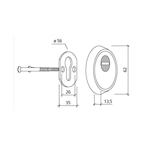 Tesa Assa Abloy E700L26CM Escudo de alta seguridad E700L para protección de cerradura, Cromo Mate