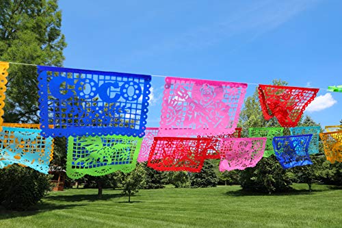 TexMex FunStuff Banderines decorativos de papel para fiestas mexicanas, Papel Picado para fiestas mexicanas, decoración para todo tipo de celebraciones, 2 paquetes, 30 pies