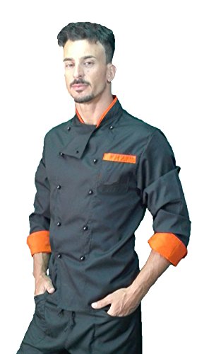 Textil Astorino - chaqueta de Chef, chaqueta de cocinero, varios colores, hombre, mujer, tallas de XS a XXXXL, fabricado en Italia Negro
 L