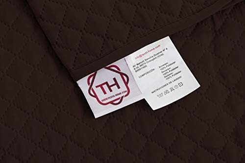Textilhome - Funda Cubre Sofá Adele, 3 Plazas, Protector para Sofás Acolchado Reversible. Color Marrón