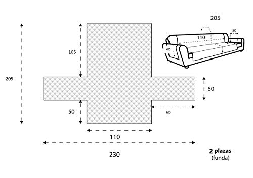 Textilhome - Funda Cubre Sofá Geo Circus, 2 Plazas, Protector para Sofás Acolchado Color Marfil