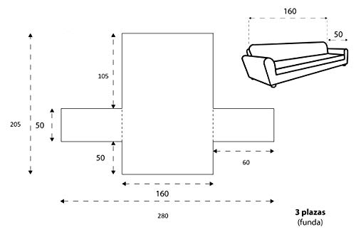 Textilhome - Funda Cubre Sofá Malu, 3 Plazas, Protector para Sofás Acolchado Reversible. Color Gris C/3