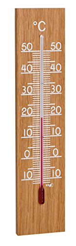 TFA Dostmann Analoges Innen-Außen-Thermometer aus Eiche 12.1054-Termómetro analógico para Interior y Exterior (Madera de Roble)