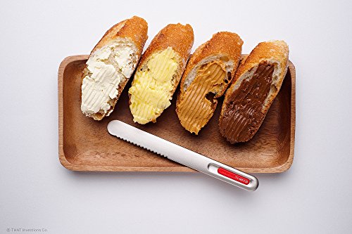THAT! Inventions SpreadTHAT Self-Heated Butter Knife Cuchillo para Mantequilla, Titanio, Silver and Red, 17.5x1.5x0.3 cm