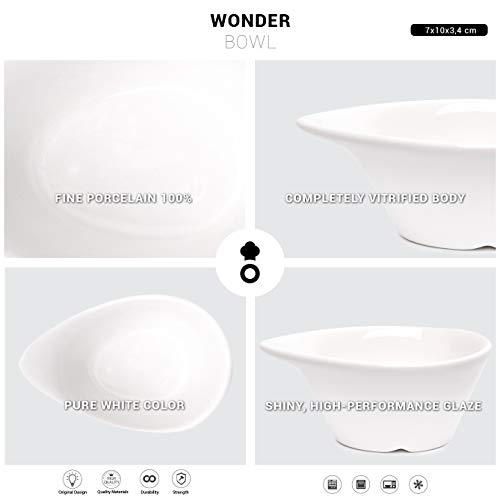 THE CHEF COLLECTION Cuenco de Wonder para salsa y más (juego de 6) pequeño Porcelana blanca 10,1x7x3,4 cm