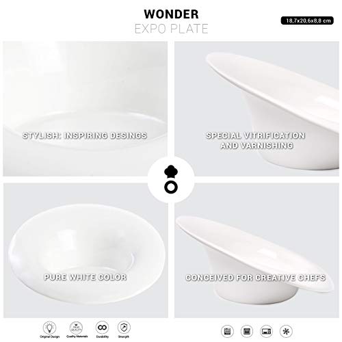 THE CHEF COLLECTION – Plato Expo, Colección Wonder, plato hondo, porcelana blanca, 20,6x18,7x8,8 cm