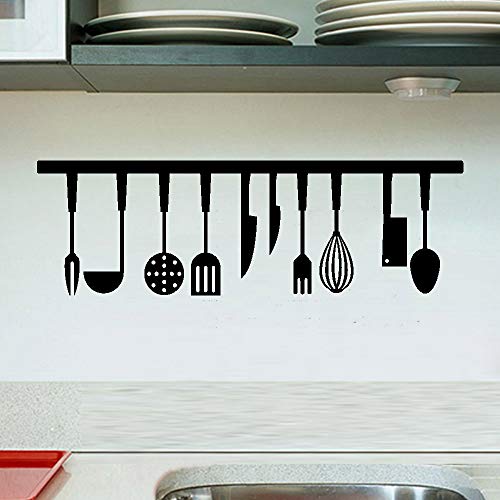 The Kitchen is The Heart of the Home - Vinilos decorativos para pared, diseño de cita de cuchillo, tenedor y cuchara de cocina, para cocina, salón, comedor, decoración del hogar, juego de 2