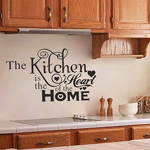 The Kitchen is The Heart of the Home - Vinilos decorativos para pared, diseño de cita de cuchillo, tenedor y cuchara de cocina, para cocina, salón, comedor, decoración del hogar, juego de 2