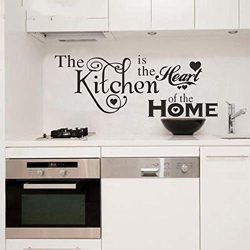 The Kitchen is The Heart of the Home - Vinilos decorativos para pared, diseño de cita de cuchillo, tenedor y cuchara de cocina, para cocina, salón, comedor, decoración del hogar, juego de 2