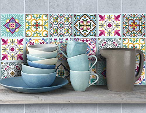 The Nisha 12 PC (10 X 10) pegatinas para pared Adhesivo de Pared Salpicadero de Vinilos Azulejos Adhesivos Arte Ecléctico para la Cocina & Baño, 10x10 cm, Morado oscuro