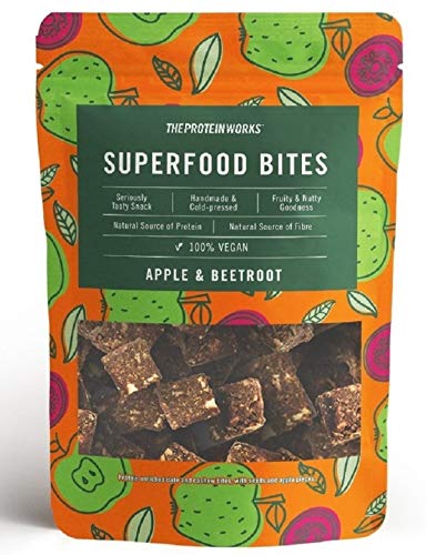 THE PROTEIN WORKS Superfood Bites | 100% Veganos | Snack Saludable y Natural | A Base de Plantas| Manzana & Remolacha | 140g