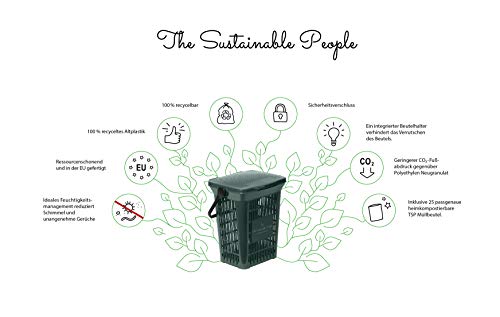 The Sustainable People Compost Cubo 10 litros de 100% reciclado de material con aberturas de ventilación Incluye 25 TSP doméstica de compostaje bolsas de basura