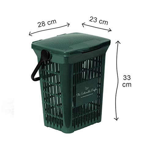 The Sustainable People Compost Cubo 10 litros de 100% reciclado de material con aberturas de ventilación Incluye 25 TSP doméstica de compostaje bolsas de basura