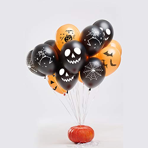 THE TWIDDLERS 100 Globos de Latex para Fiestas de Halloween - Negros y Naranja - Decoración Fiestas