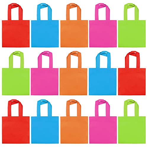 THE TWIDDLERS 30 Pack Bolsas No Tejidas con Asas para Niños - Bolsa De Cumpleaños Colores Variados Bolsos De Dulces Juguetes Caramelos - Artículos para Fiestas Party Favor Bolsas De Regalo